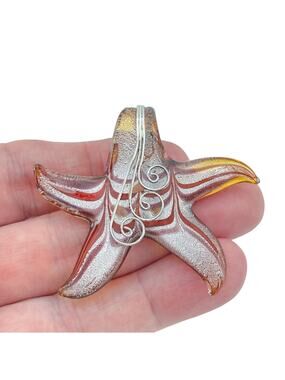 Vintage Sterling Silver 925 Starfish Glass Pendant